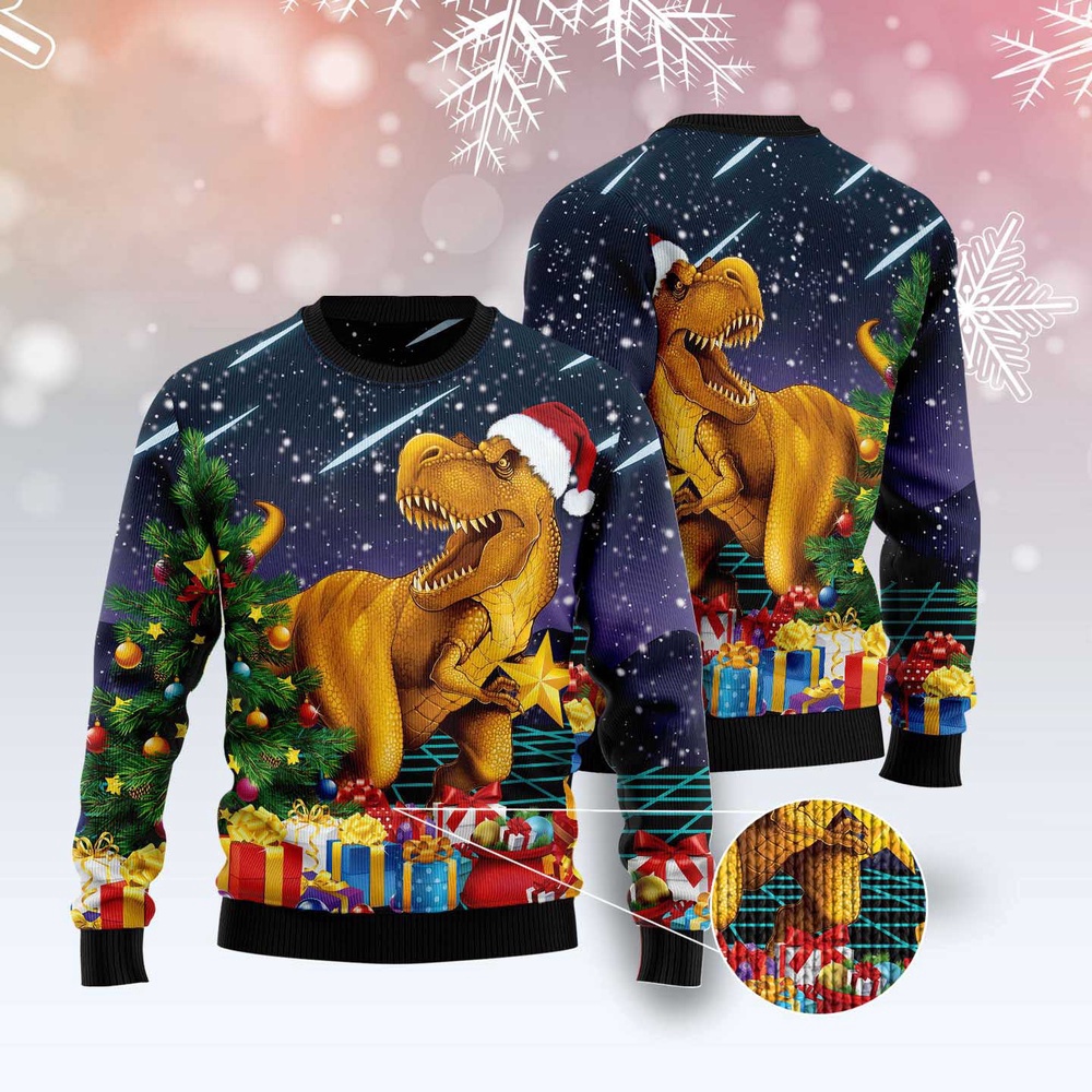 Merry T-Rex Christmas Ugly Christmas Sweater, Christmas Sweater, Ugly Sweater, Funny Xmas Sweaters