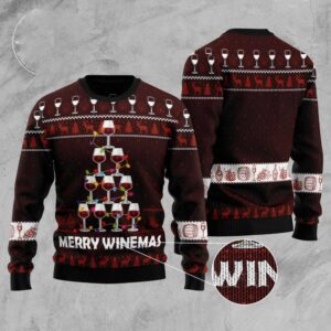 Merry Winemas Christmas Tree Ugly Christmas Sweater,&hellip;