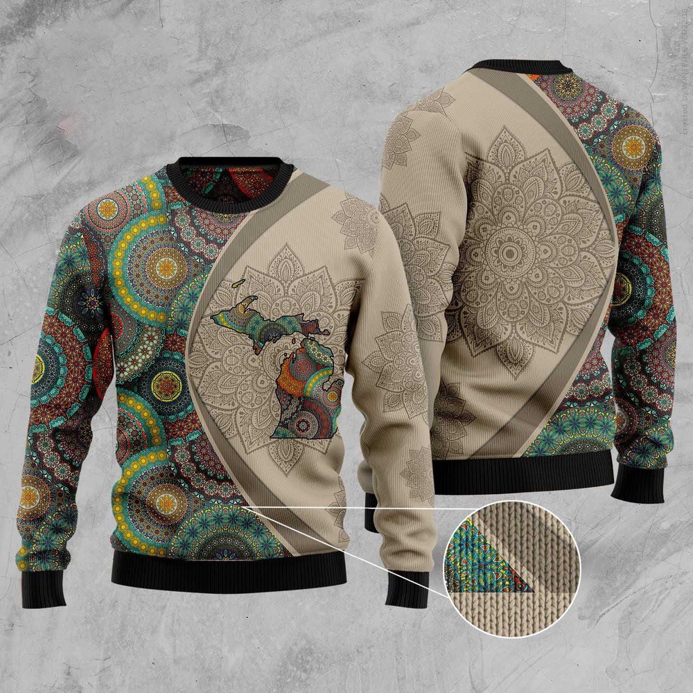 Michigan Mandala Funny Ugly Christmas Sweater, Christmas Sweater, Ugly Sweater, Funny Xmas Sweaters