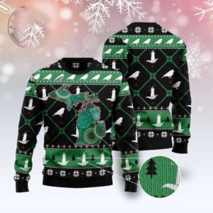 Michigan Usa Symbols Pattern Ugly Christmas Sweater,&hellip;