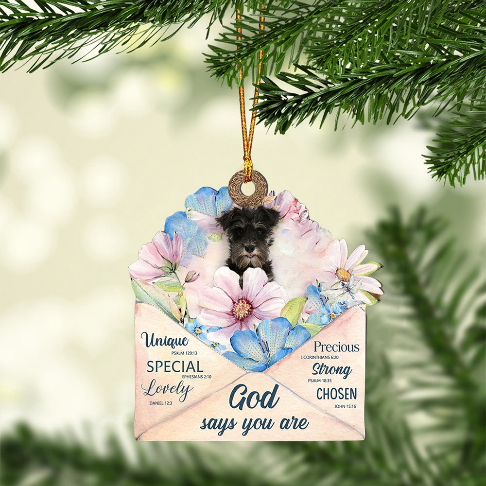 Miniature-Schnauzer God Says You Ornament, Christmas Ornament, Dog Ornament, Xmas Dog Ornaments