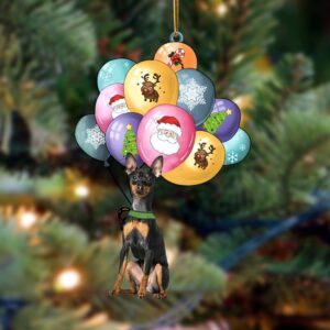 Miniature Pinscher With Balloons Christmas Ornament, Christmas&hellip;