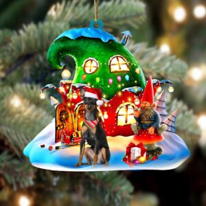 Miniature Pinscher With Rudolph’s House Christmas Ornament,&hellip;