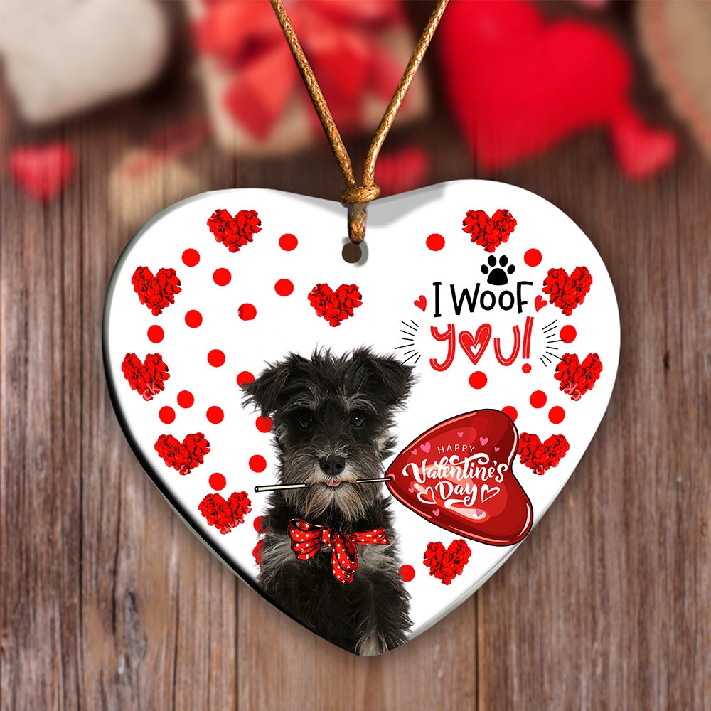 Miniature Schnauzer Happy Valentine’s Day Ornament, Christmas Ornament, Dog Ornament, Xmas Dog Ornaments