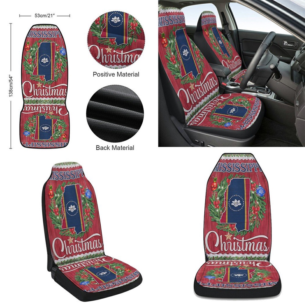 Mississippi Christmas Merry Christmas Seat Cover Cars, Christmas Car Seat Cover, Car Seat Cover