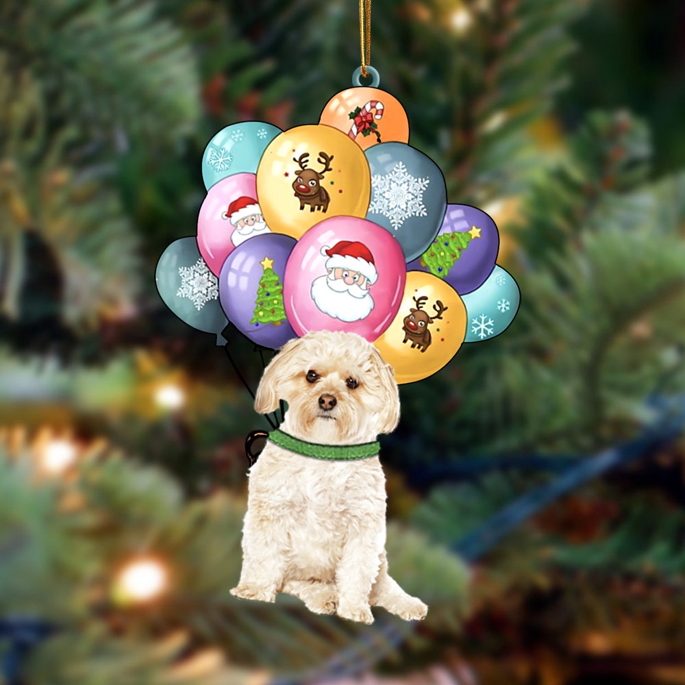 Morkie With Balloons Christmas Ornament, Christmas Ornament, Dog Ornament, Xmas Dog Ornaments