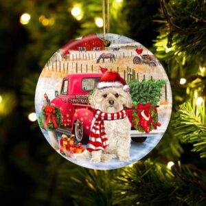 Morkie With Red Truck Christmas Ornament, Christmas&hellip;