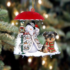 Morkie With Snowman Ornament, Christmas Ornament, Dog&hellip;