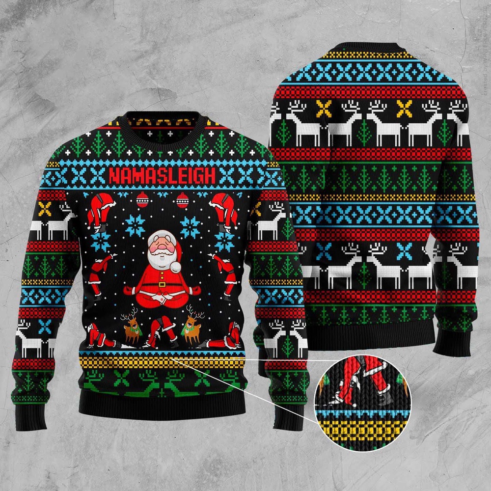 Namasleigh Ugly Christmas Sweater, Christmas Sweater, Ugly Sweater, Funny Xmas Sweaters Namasleigh Ugly Christmas Sweater, Christmas Sweater, Ugly Sweater, Funny Xmas Sweaters