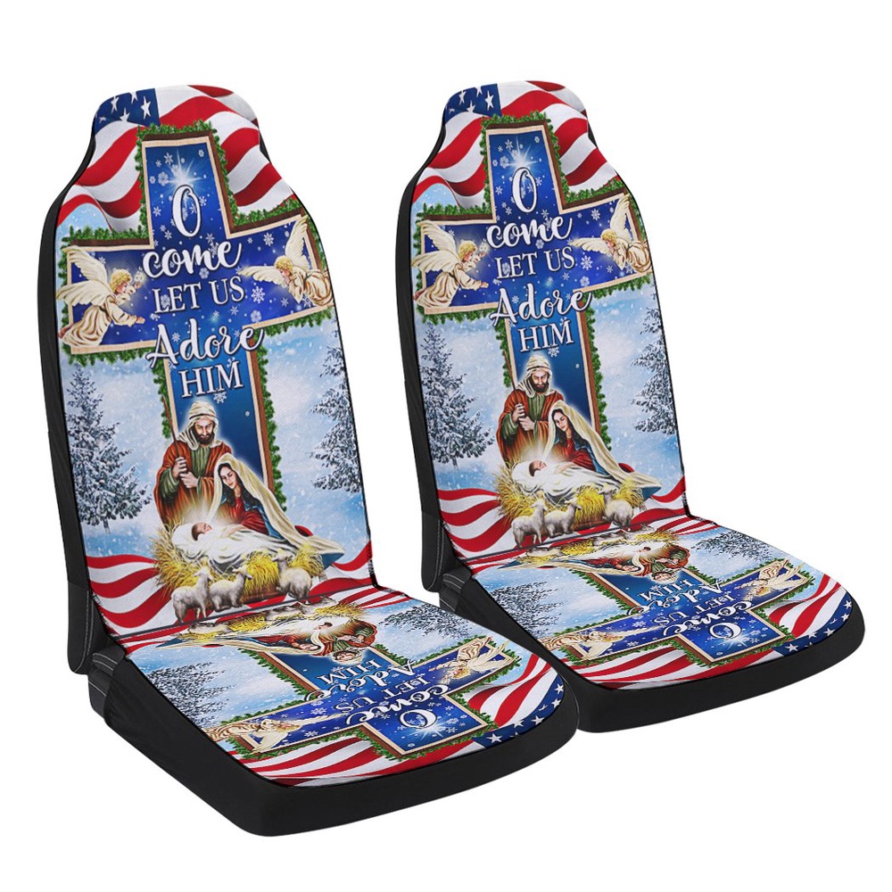 Nativity Christmas O Come Let Us Adore Him Seat Cover Cars, Christmas Car Seat Cover, Car Seat Cover