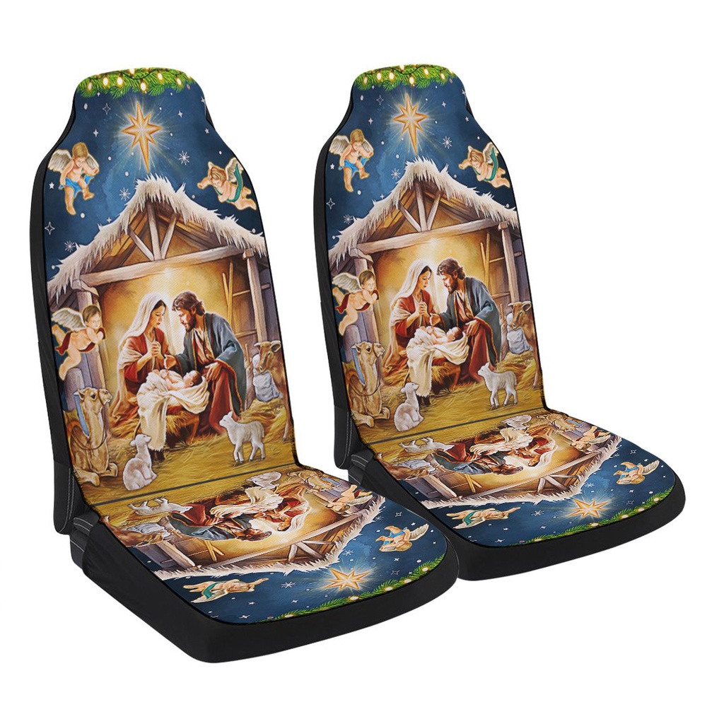 Nativity Of Jesus Christmas Oh Holy Night Seat Cover Cars, Christmas Car Seat Cover, Car Seat Cover