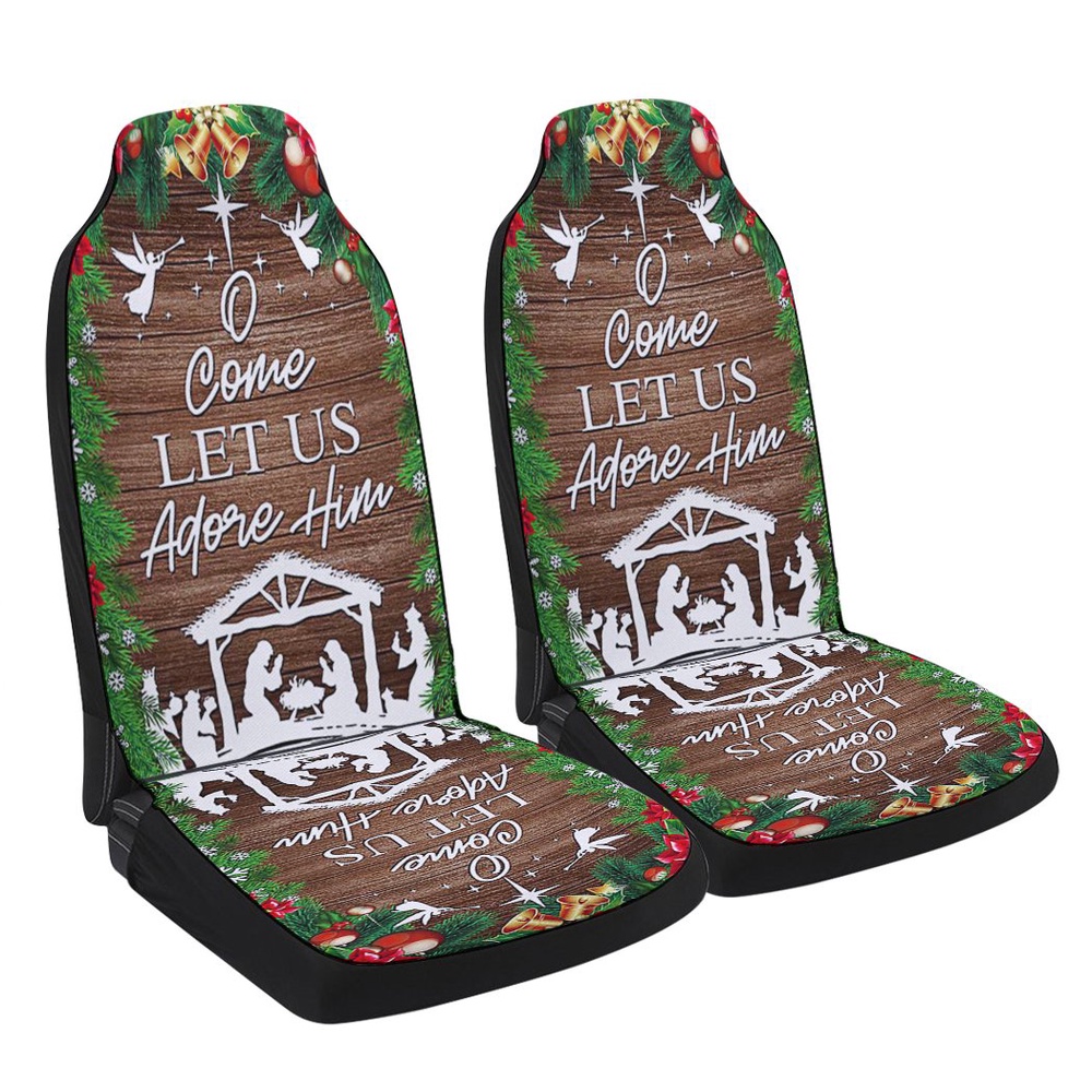 Nativity of Jesus Holy Night Christmas O Come Let us Adore Him Seat Cover Cars, Christmas Car Seat Cover, Car Seat Cover
