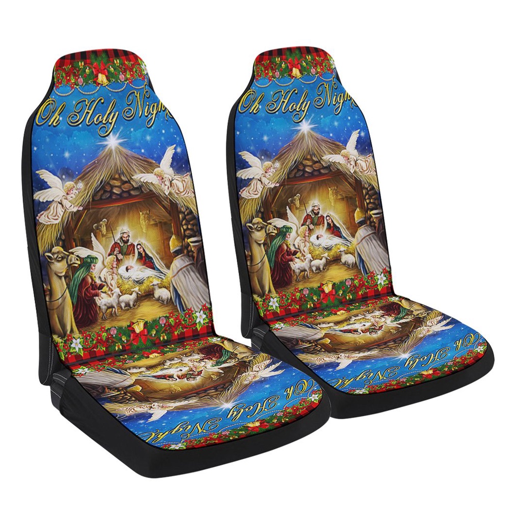 Nativity of Jesus Oh Holy Night Jesus Christmas Seat Cover Cars, Christmas Car Seat Cover, Car Seat Cover