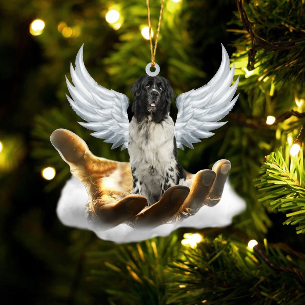 Newfounderland On The Hands Of Jesus Ornament, Christmas Ornament, Dog Ornament, Xmas Dog Ornaments