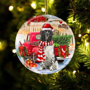 Newfounderland With Red Truck Christmas Ornament, Christmas&hellip;