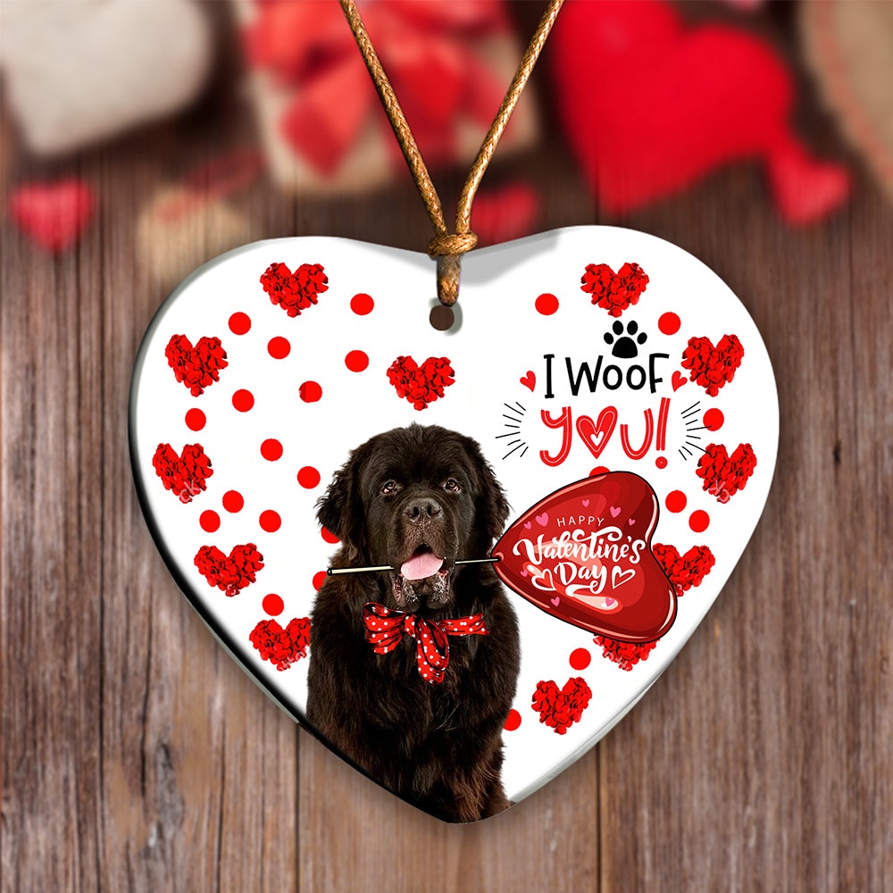 Newfoundland Happy Valentine’s Day Ornament, Christmas Ornament, Dog Ornament, Xmas Dog Ornaments