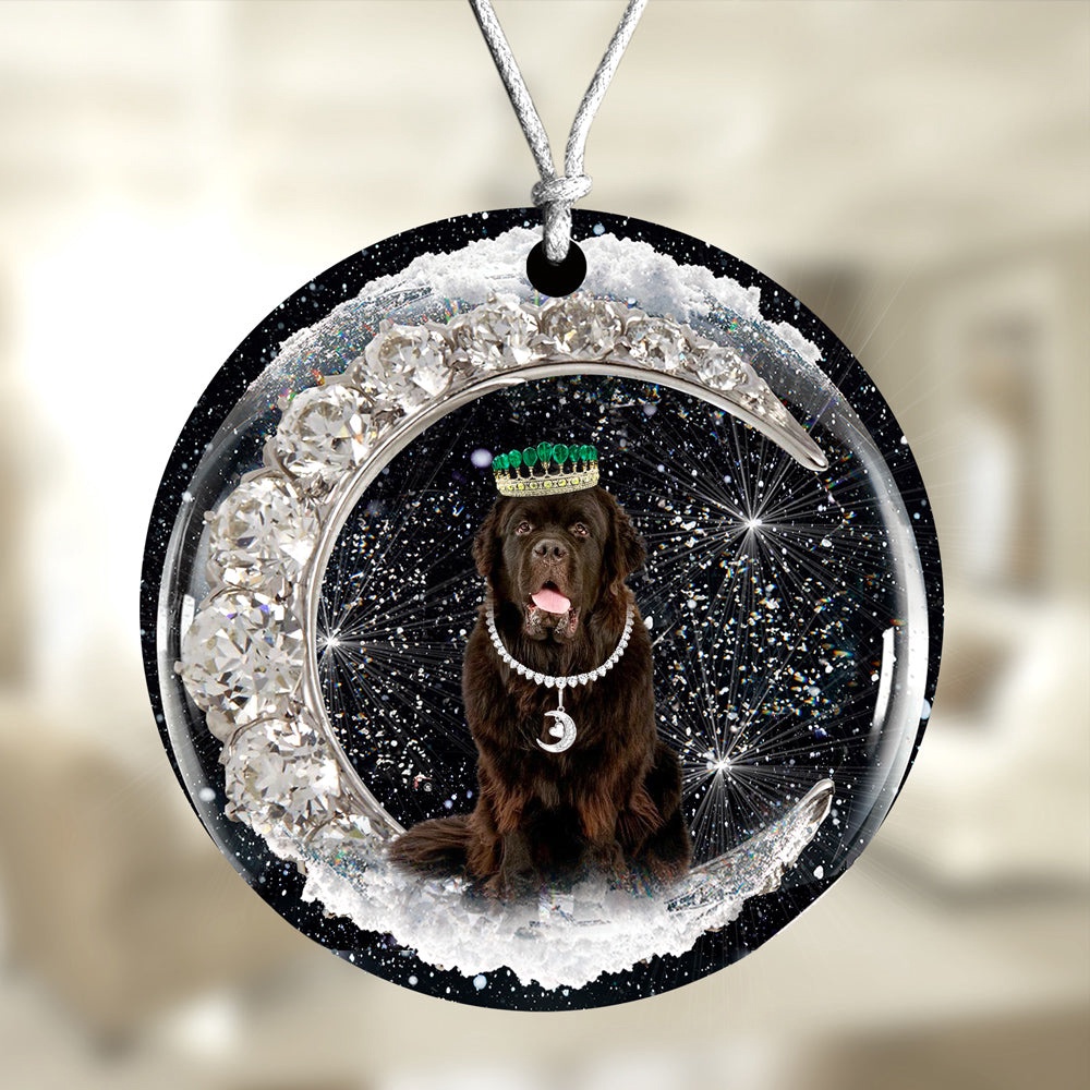 Newfoundland With Crown Diamond Ornament, Christmas Ornament, Dog Ornament, Xmas Dog Ornaments