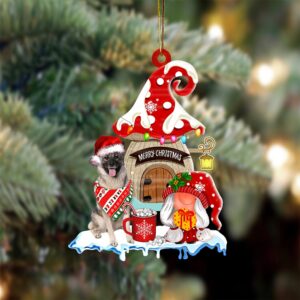 Norwegian-Elkhound With Mushroom House Christmas Ornament, Christmas&hellip;
