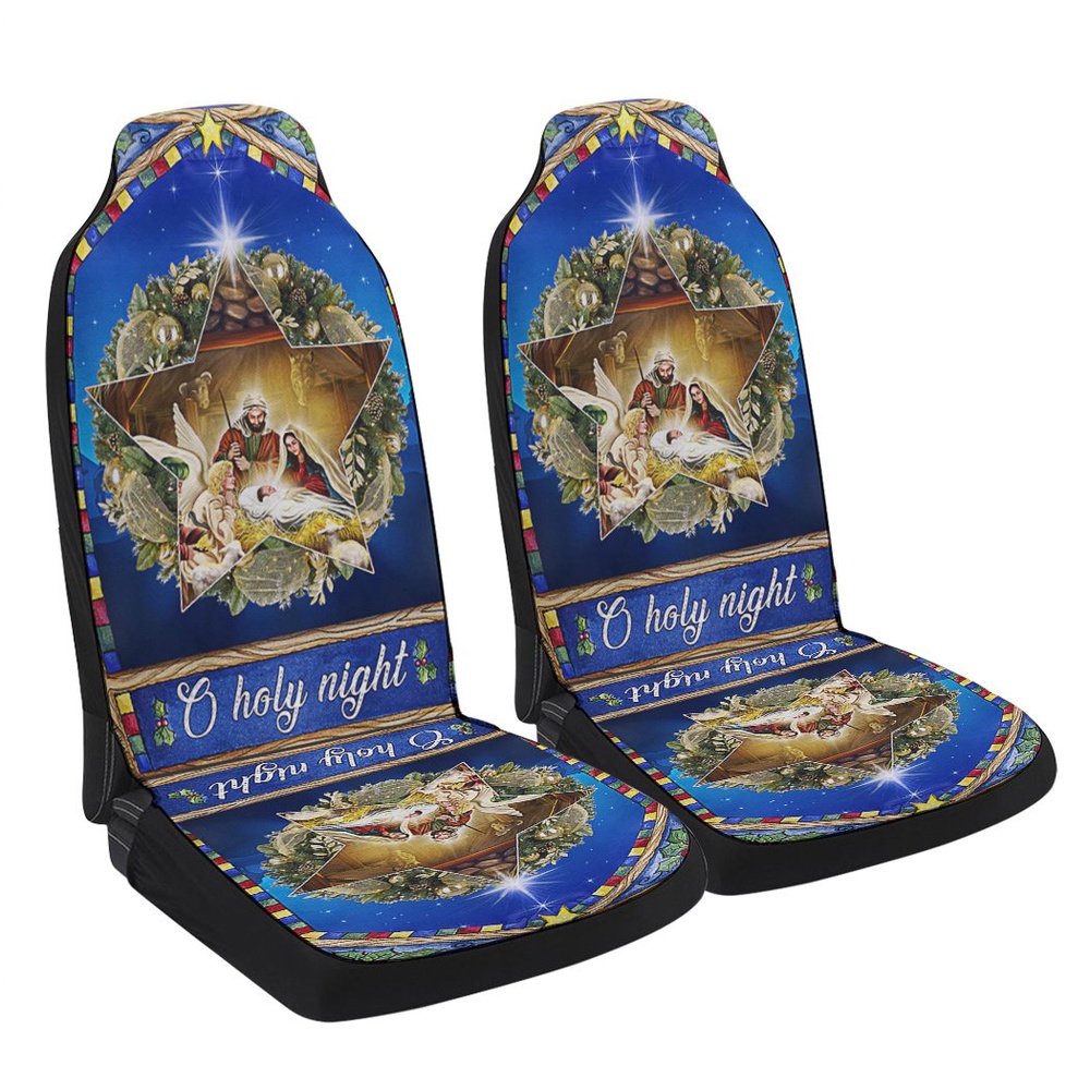 O Holy Night Christmas Nativity Jesus Seat Cover Cars, Christmas Car Seat Cover, Car Seat Cover