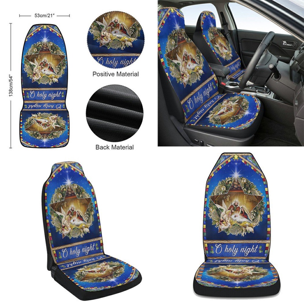O Holy Night Christmas Nativity Jesus Seat Cover Cars, Christmas Car Seat Cover, Car Seat Cover