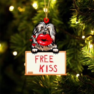 Old-English-Sheepdog Free Kiss Christmas Ornament, Christmas Ornament,&hellip;