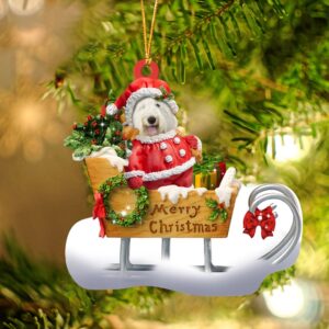 Old English Sheepdog Merry Christmas Ornament, Christmas&hellip;
