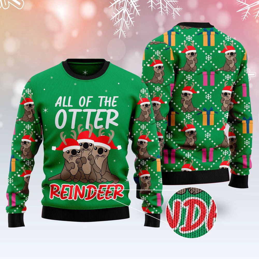 Otter Reindeer Ugly Christmas Sweater, Christmas Sweater, Ugly Sweater, Funny Xmas Sweaters Otter Reindeer Ugly Christmas Sweater, Christmas Sweater, Ugly Sweater, Funny Xmas Sweaters