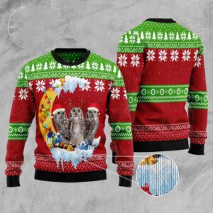 Owl Love Moon Xmas Ugly Christmas Sweater,&hellip;
