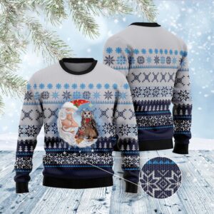 Owl Love Santa Moon Ugly Christmas Sweater,&hellip;