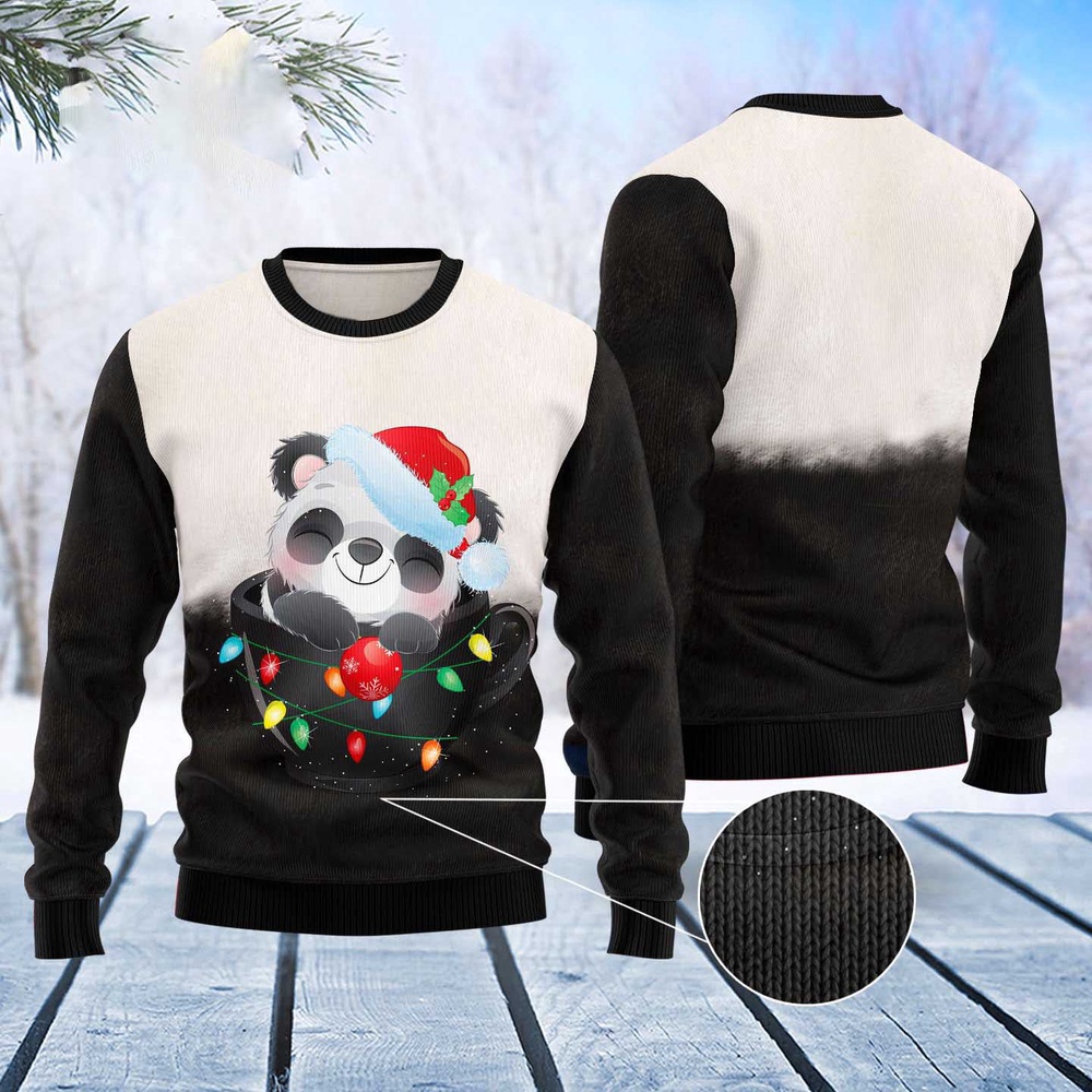 Panda Cup Ugly Christmas Sweater, Christmas Sweater, Ugly Sweater, Funny Xmas Sweaters