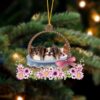 Papillon Flowers Moon Ornament, Christmas Ornament, Dog Ornament, Xmas Dog Ornaments
