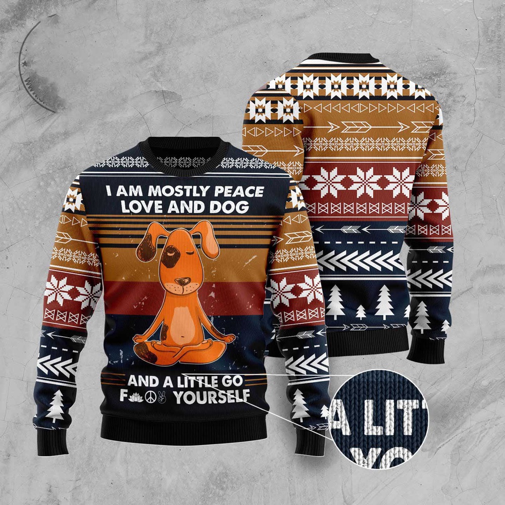 Peace Love And Dog Ugly Christmas Sweater, Dog Ugly Christmas Sweater, Ugly Dog Sweaters
