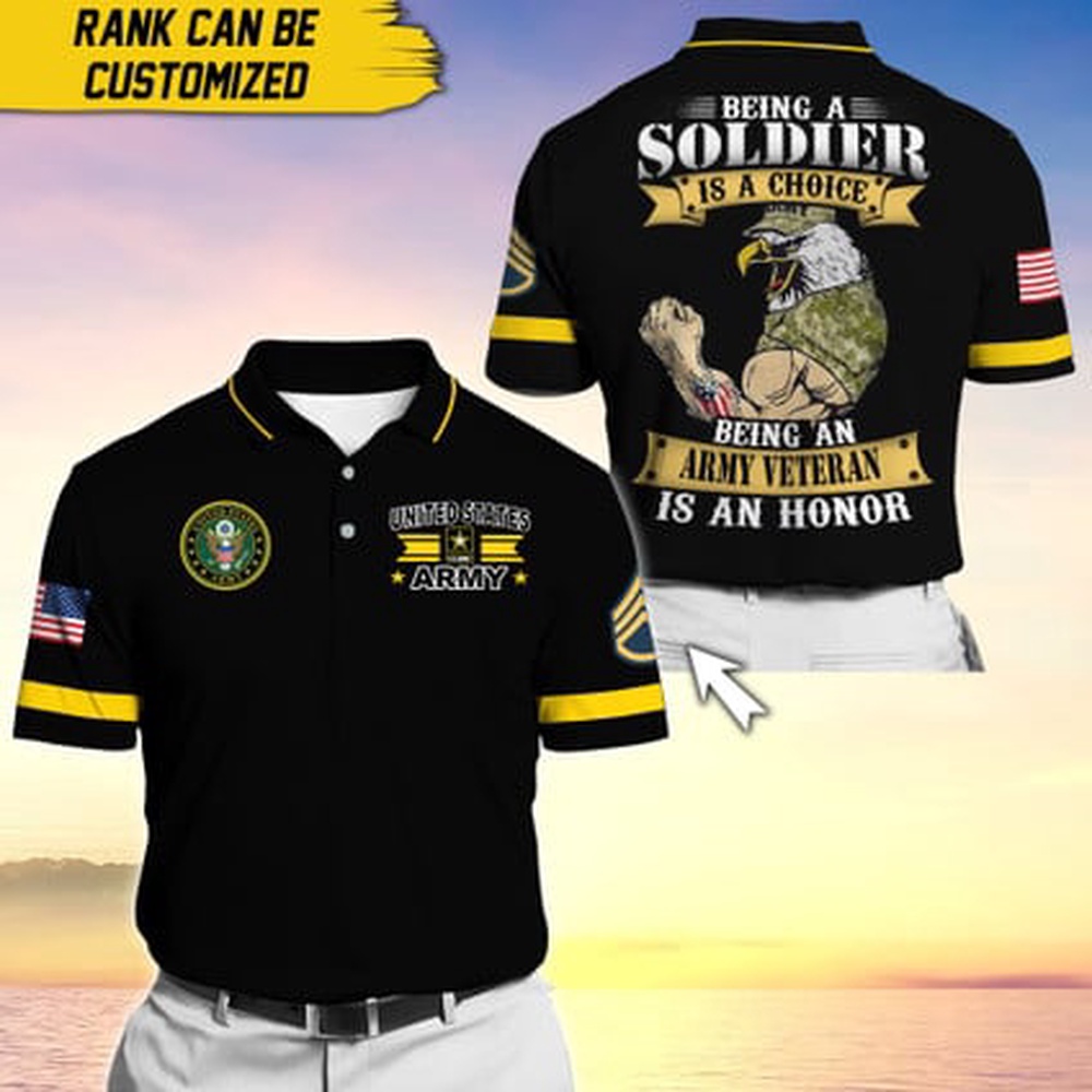 Personalise US Army Multiple Service Veteran Polo Shirt, Veteran Polo Shirt, Military Polo Shirt