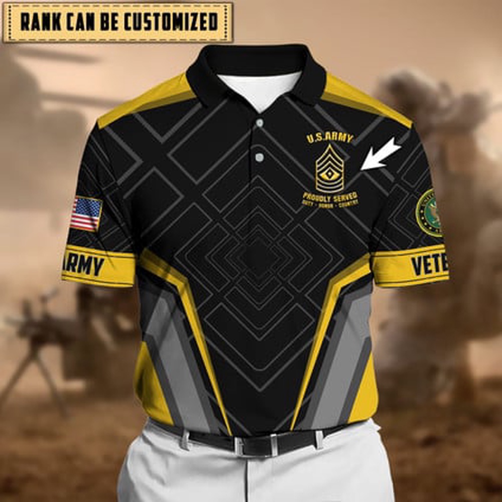 Personalised US Army Service Veteran Polo Shirt, Veteran Polo Shirt, Military Polo Shirt