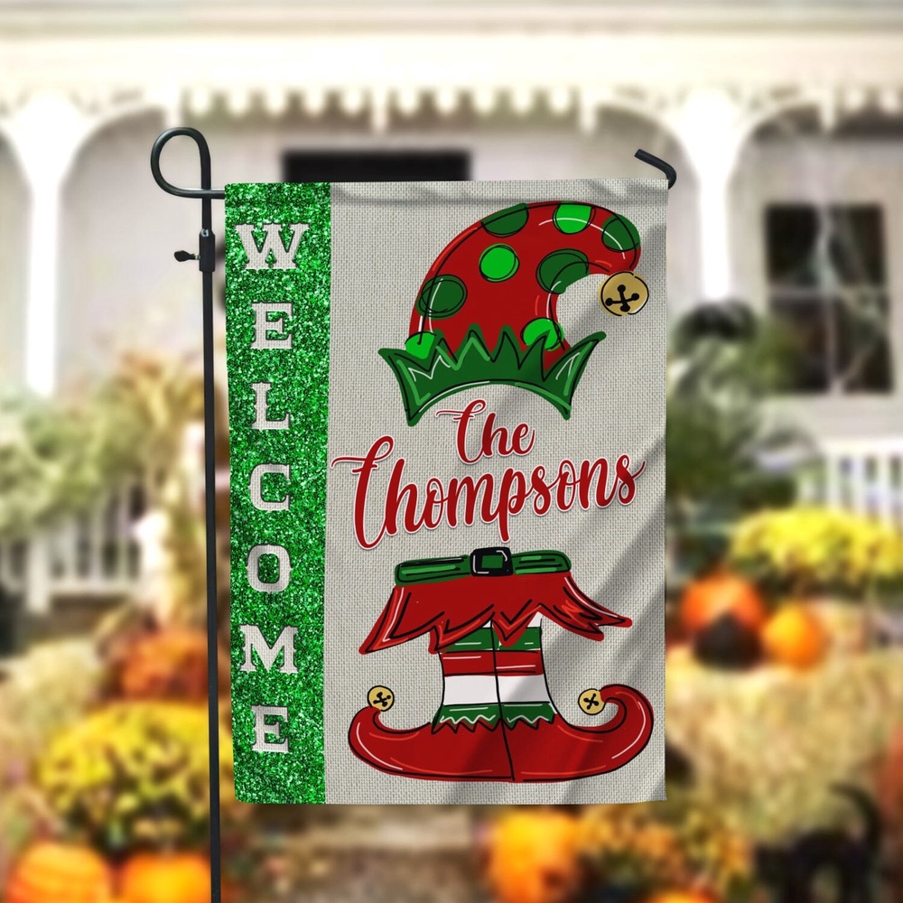 Personalized Garden Flag, Elf Christmas FlagXmas, Garden Flags, Outdoor Xmas Flags, Christmas Flag Outdoor