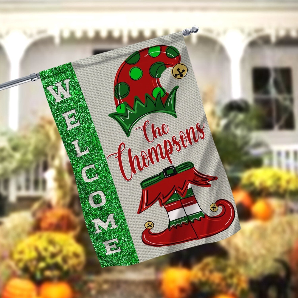 Personalized Garden Flag, Elf Christmas FlagXmas, Garden Flags, Outdoor Xmas Flags, Christmas Flag Outdoor