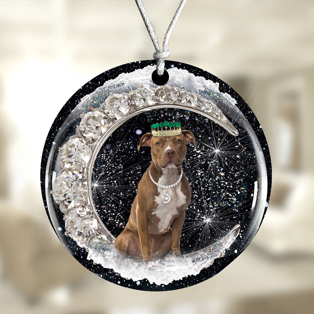 Pit-Bull With Crown Diamond Ornament, Christmas Ornament, Dog Ornament, Xmas Dog Ornaments