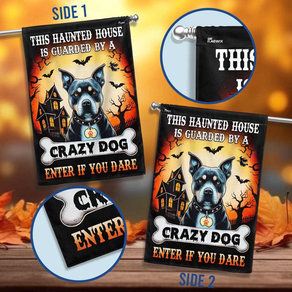Pit Bull Halloween This Haunted House Is Guarded By A Crazy Dog Enter Flag, Halloween Flag, Halloween Garden Flags, Halloween House Flags Pit Bull Halloween This Haunted House Is Guarded By A Crazy Dog Enter Flag, Halloween Flag, Halloween Garden Flags, Halloween House Flags