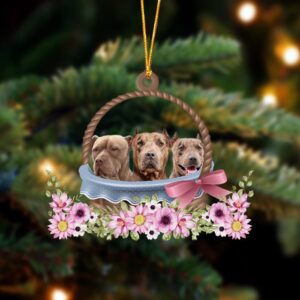 Pitbull Dogs In The Basket Ornament, Christmas&hellip;