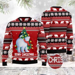 Polar Bear Beary Xmas Ugly Christmas Sweater,&hellip;