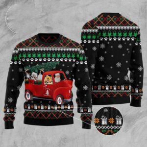 Pomeranian And Red Truck Ugly Christmas Sweater,&hellip;