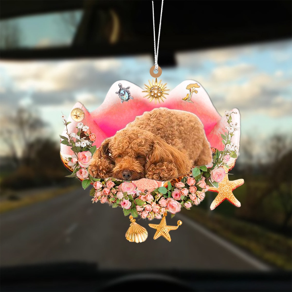 Poodle2 Sleeping In The Seashell Ornament, Christmas Ornament, Dog Ornament, Xmas Dog Ornaments