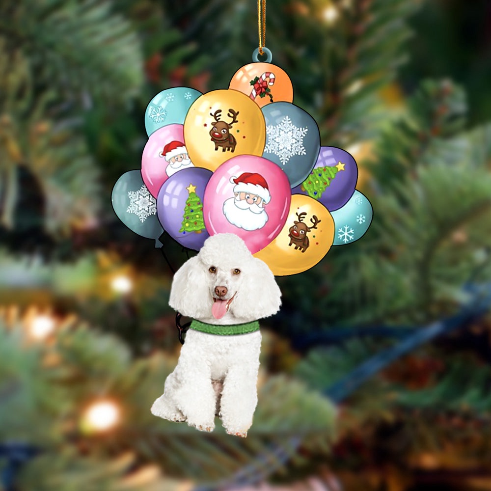 Poodle 2 With Balloons Christmas Ornament, Christmas Ornament, Dog Ornament, Xmas Dog Ornaments