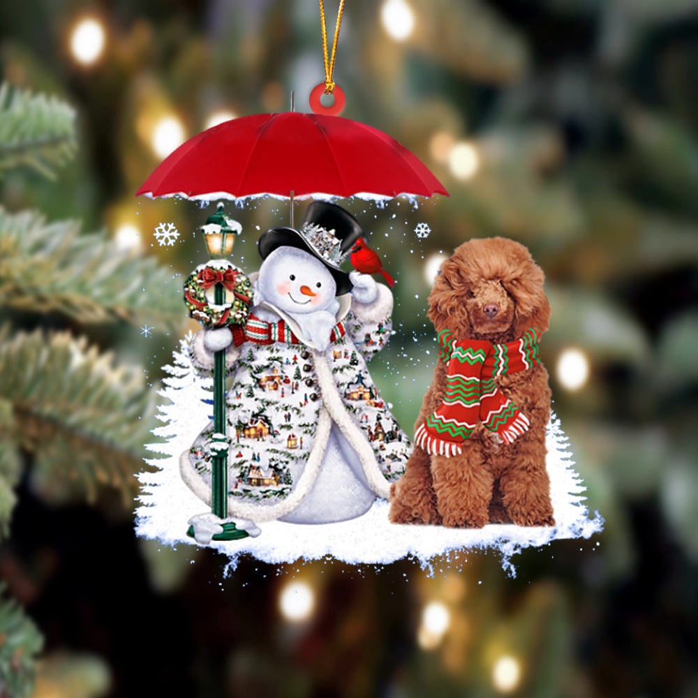 Poodle 3 With Snowman Christmas Ornament, Christmas Ornament, Dog Ornament, Xmas Dog Ornaments