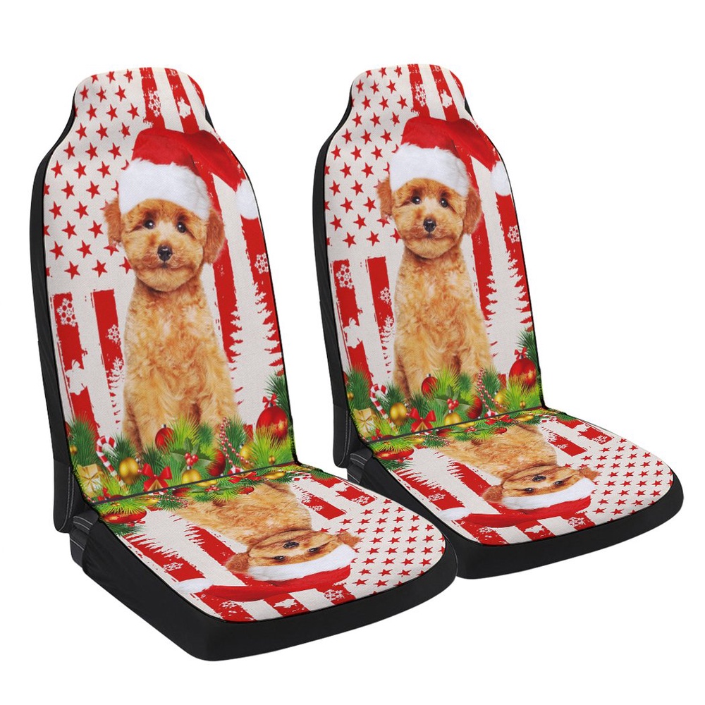 Poodle Christmas Seat Cover Cars, Christmas Car Seat Cover, Car Seat Cover