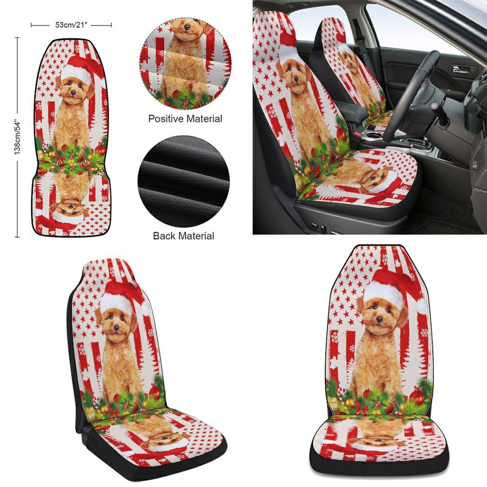 Poodle Christmas Seat Cover Cars, Christmas Car Seat Cover, Car Seat Cover