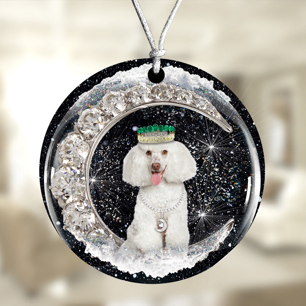Poodle With Crown Diamond Ornament, Christmas Ornament, Dog Ornament, Xmas Dog Ornaments