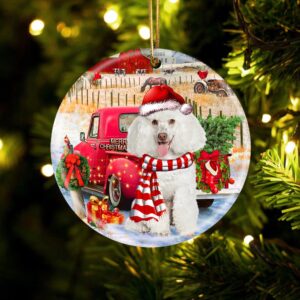 Poodle With Red Truck Christmas Ornament, Christmas&hellip;