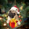 Puggle 2 With Snowman Christmas Ornament, Christmas Ornament, Dog Ornament, Xmas Dog Ornaments