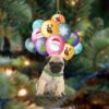 Pug-2 With Mushroom House Christmas Ornament, Christmas Ornament, Dog Ornament, Xmas Dog Ornaments
